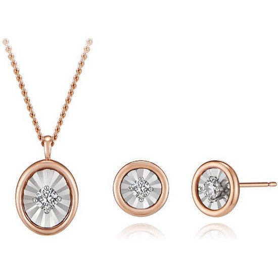 가이거 14K 천연다이아몬드 라운드 귀걸이 목걸이 세트 GI14SET003_이미지