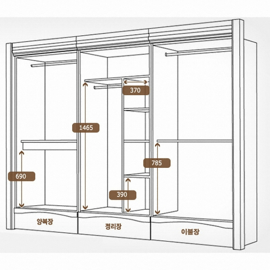 네시스 심플 갤러리 옷장 1단서랍형 (109cm)_이미지