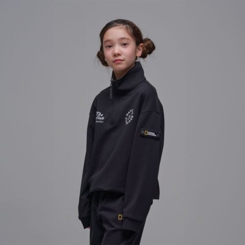 내셔널지오그래픽 내셔널지오그래픽키즈 남녀공용 맨투맨 카본블랙 반집업 WTT0RJR