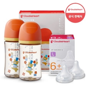 더블하트 모유실감 3세대 PPSU 디어프렌즈 240ml (젖병 2개 + 젖꼭지 2개)