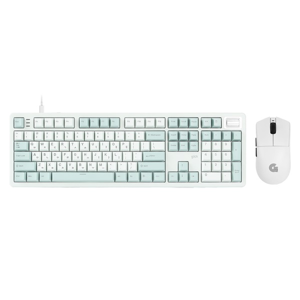 지클릭커 OPS800B 기계식 키보드 마우스 세트 그린라이트 (보글보글)_이미지