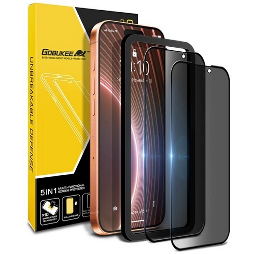 더하기 고부기 아이폰17 프로 풀점착 풀커버 프라이버시 강화유리 보호필름 (액정 2매)_이미지