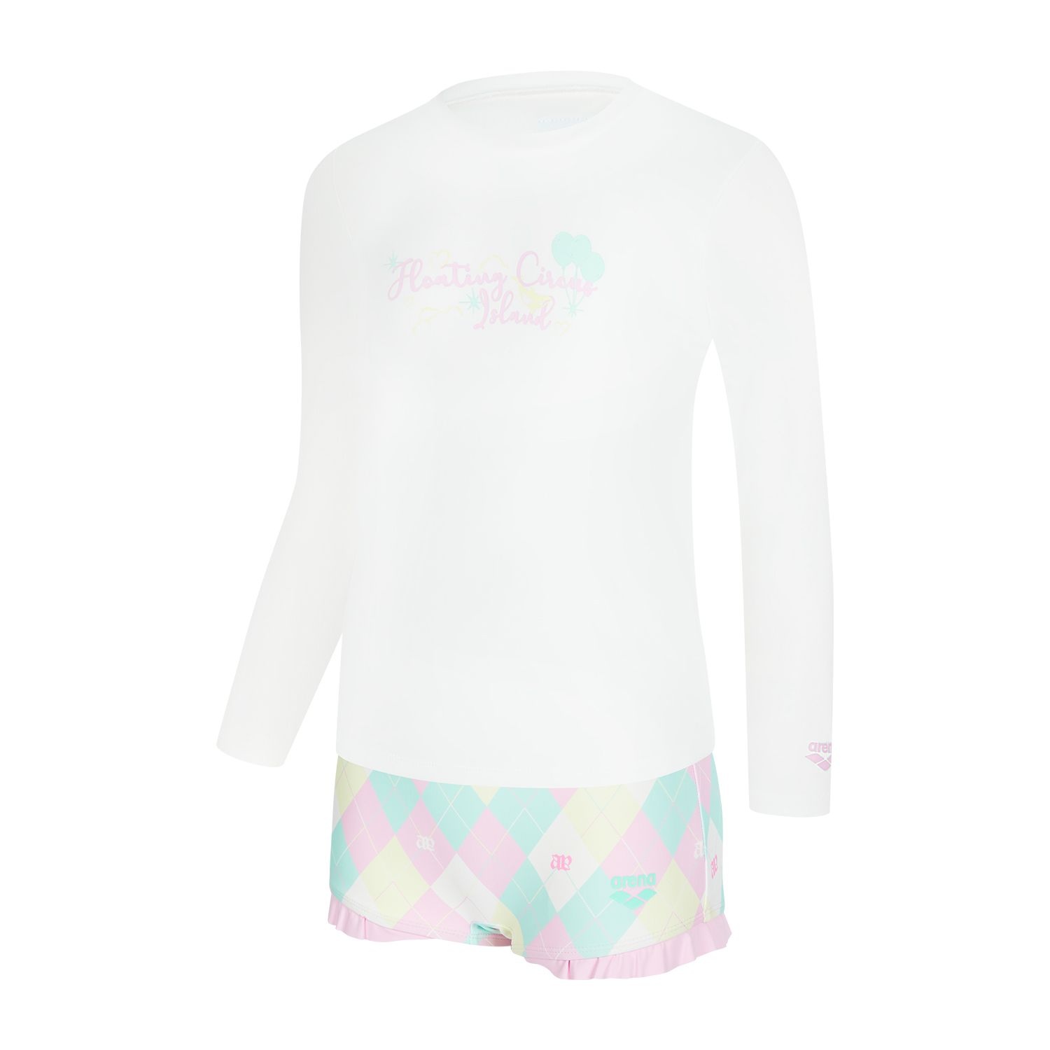 아레나 퍼즐 래쉬가드 세트 A6BG1GS03WHT