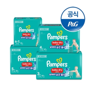 베이비드라이 팬티 기저귀 4팩 3 4 5 6단계