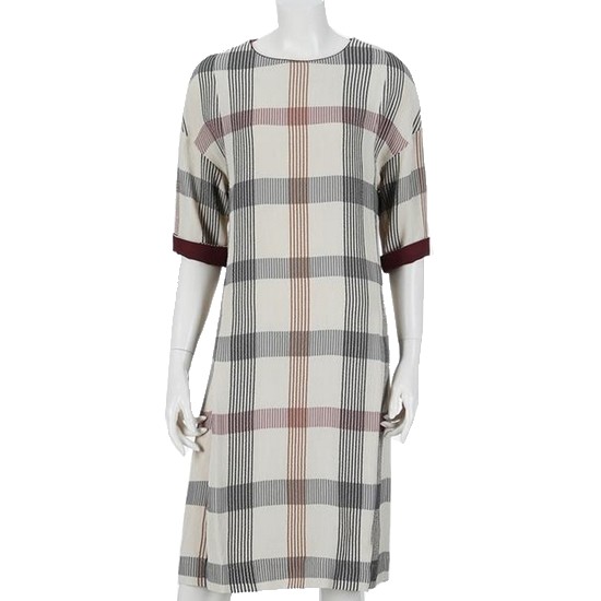 LF 닥스레이디스 다크브라운 레이온혼방 체크패턴 주름 원피스 DLC05C711DB