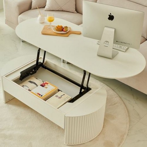 어반 화이트 원목 리프트업 소파테이블 1400