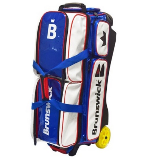 브런스윅 3볼 롤러백 에나멜 (화이트/블루)_이미지