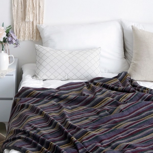 까사베르데 알리 스트라이프 극세사 양면 담요 (100x150cm)