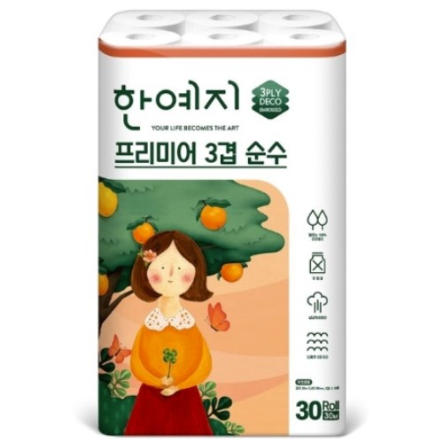 한예지 프리미어 3겹 순수 30m (30롤) (2팩)_이미지