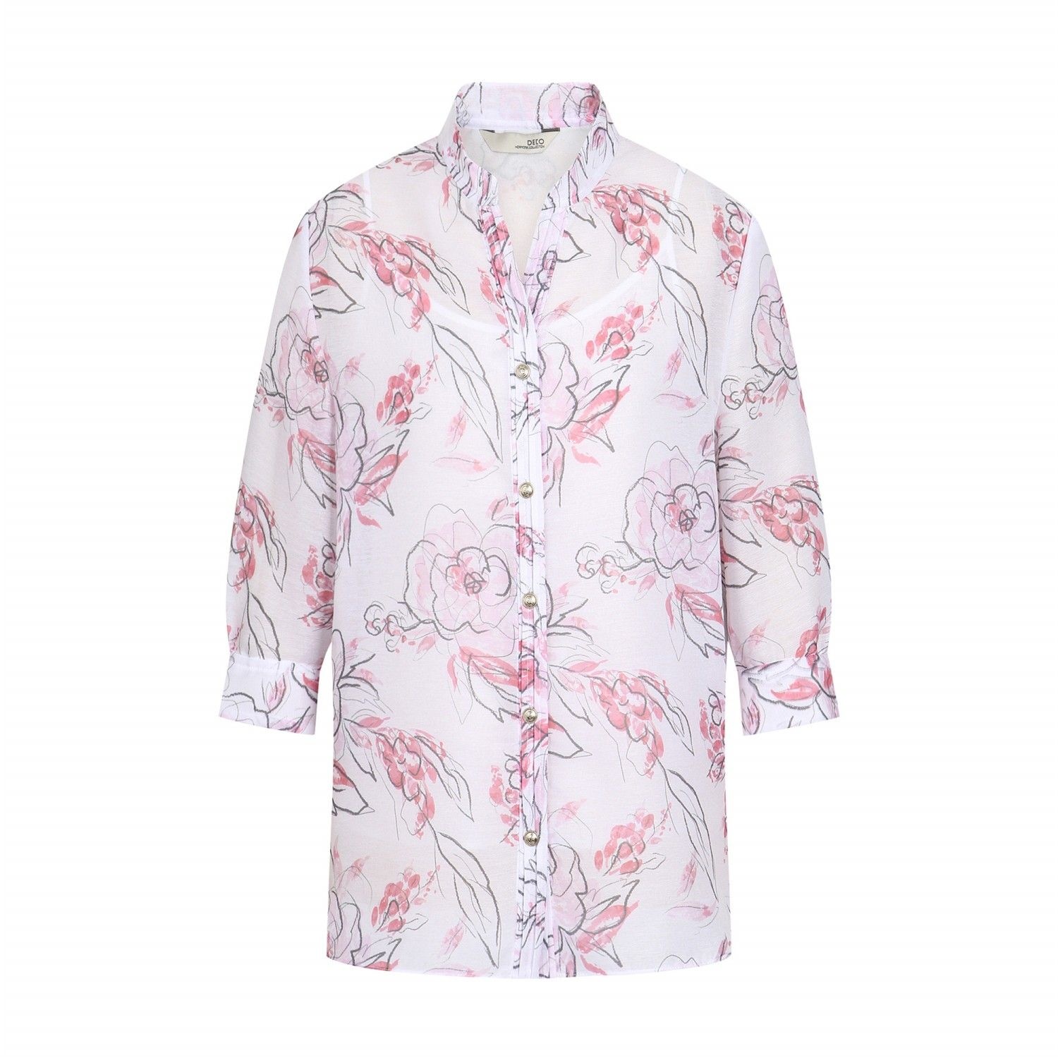 실크나비 로즈 프린트 블라우스-P1F21WBL210