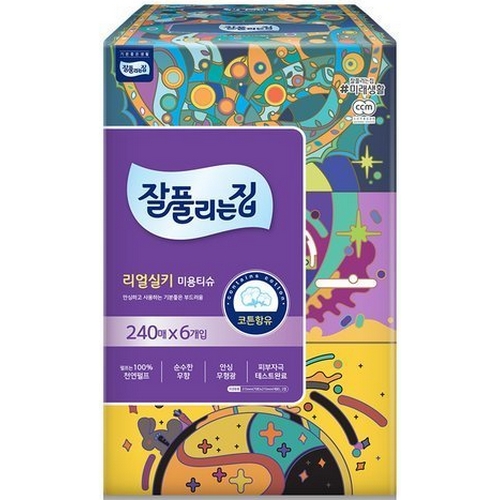 잘풀리는집 ㅤ리얼실키 미용티슈 240매 (6개입) *6팩_이미지