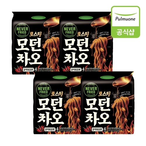 풀무원 로스팅 모던차오 갈릭볶음면 4인분 442.4g (4개)