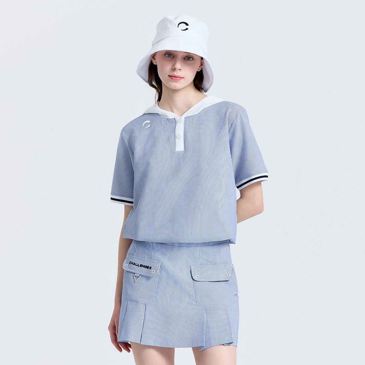 챌린저 베이직 후드 반팔 우븐탑 CHF2WWT6963SB