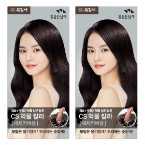 CS먹물칼라 N3 2개 흑갈색 새치커버용 참숯+먹물