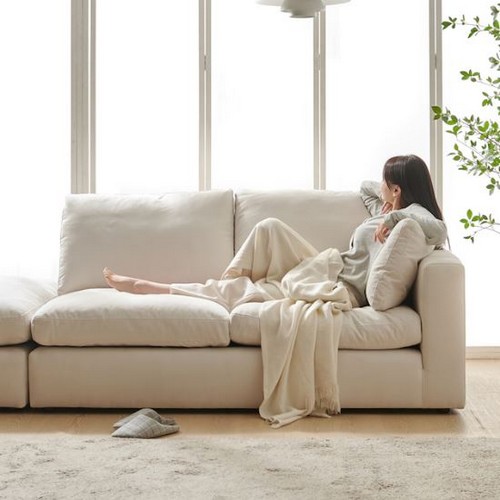 보니애가구  루미에르 모듈 카우치형 아쿠아텍스 패브릭 소파 3인용 (스툴별도)