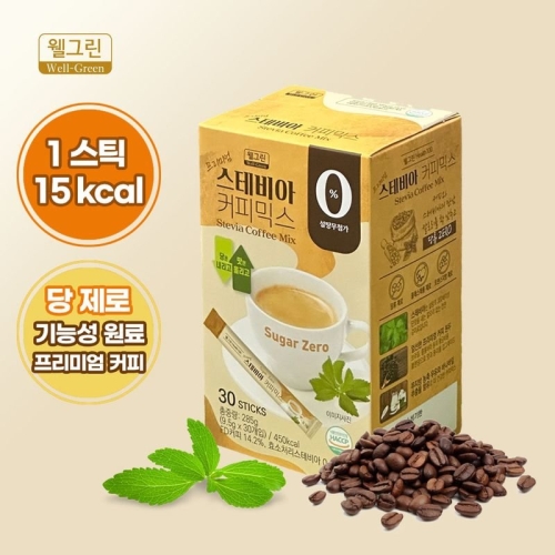 웰그린세제 웰그린 프리미엄 스테비아 커피믹스 30개입 (1개)_이미지