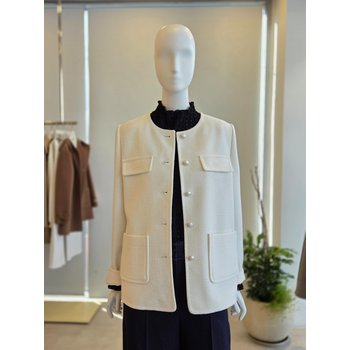 더아이잗 여성 울 트위드 라운드넥 롱 재킷 IS3M0JK821