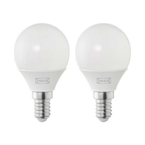 이케아 LED SOLHETTA E14 250루멘 구형 전구 1.8W (2개)