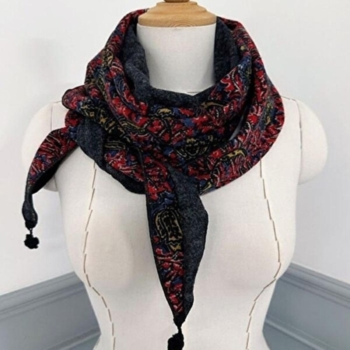 패션 애슬릿 배색 꽃 패턴 엄마 할머니 선물 롱 머플러 11373200A