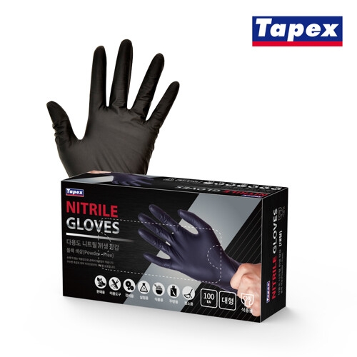 테이팩스 니트릴장갑 블랙 소형 100매