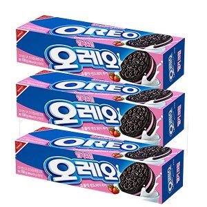 크래프트 오레오 초콜릿 샌드위치 쿠키 딸기크림 100g (3개)_이미지