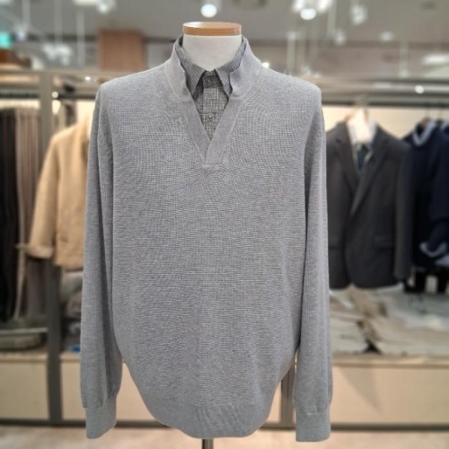 트레몰로 HC10 2026 봄 신 상 니트카라티 울혼방 레이어드 니트티셔츠 TRNBP6S140_이미지