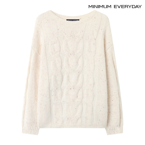 미니멈 여성 베이직 라운드 꽈배기 긴팔 니트 EB4KT044D