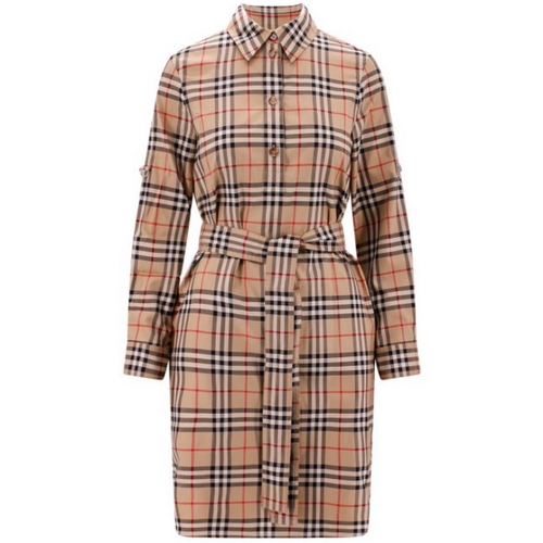 버버리 빈티지 체크 코튼 타이 웨이스트 셔츠 드레스 8063498_이미지