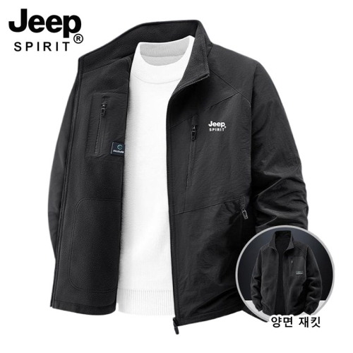 JEEP 스피릿 남성 양면 기모안감 자켓 캐주얼 자켓 바람막이 점퍼 JP96858A 카키 4XL