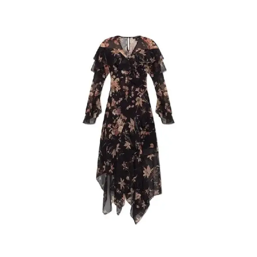 올세인츠 프레스카 플로럴 비대칭 드레스 FRESCAW021DD PETRASEPIABROWN T_이미지