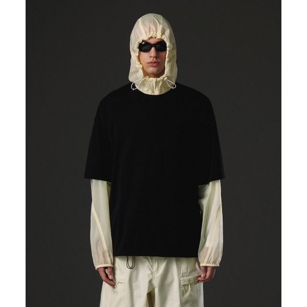 무신사 스탠다드 STANDARD 시티 레저 오버사이즈 글래시스 포켓 티셔츠 블랙 202034_이미지