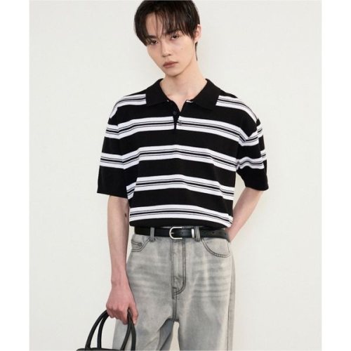 TNGT Stripe Cable Knit Top Navy TNSW5E203N2_이미지