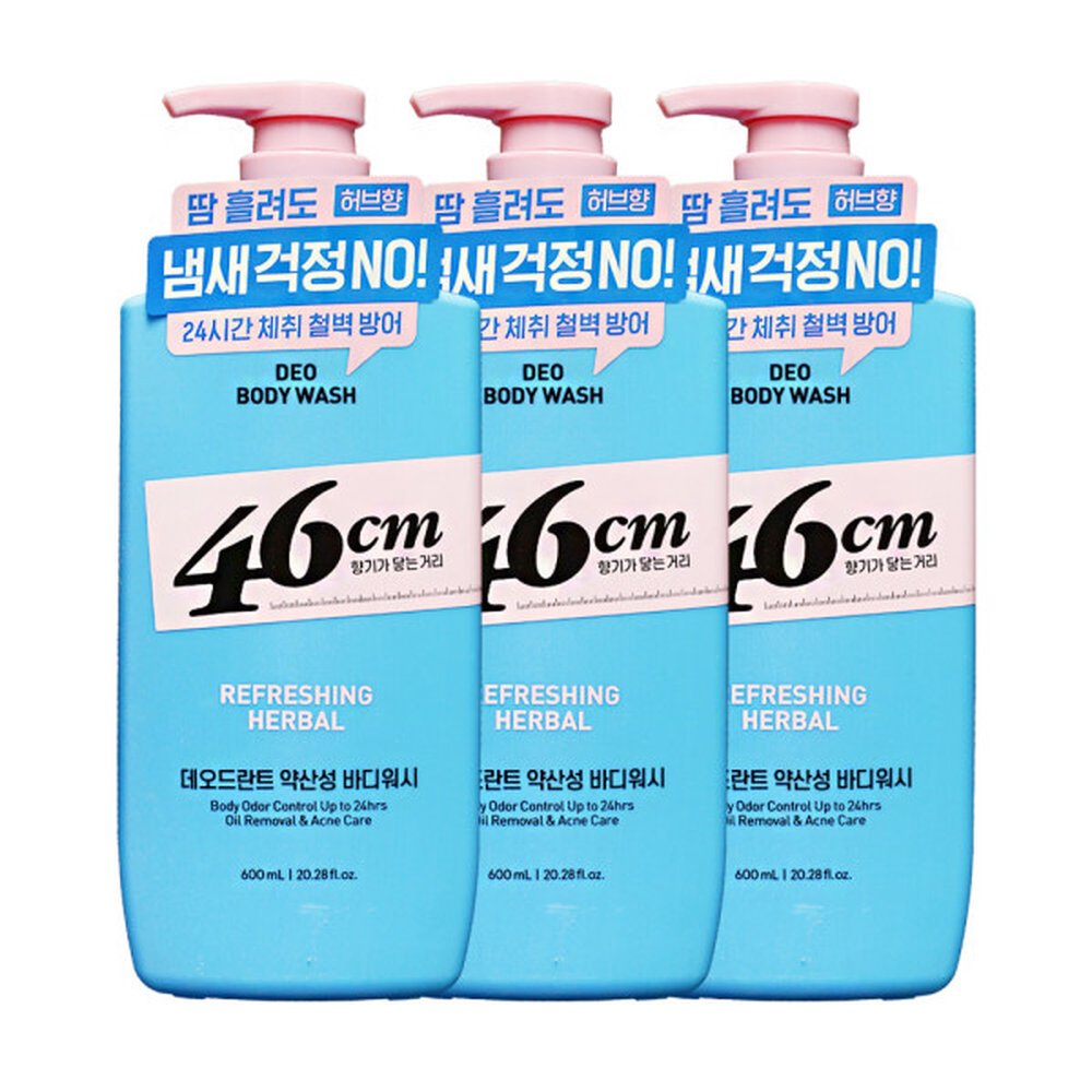 46cm 체취솔루션 약산성 데오드란트 바디워시 리프레싱 허벌향 600ml