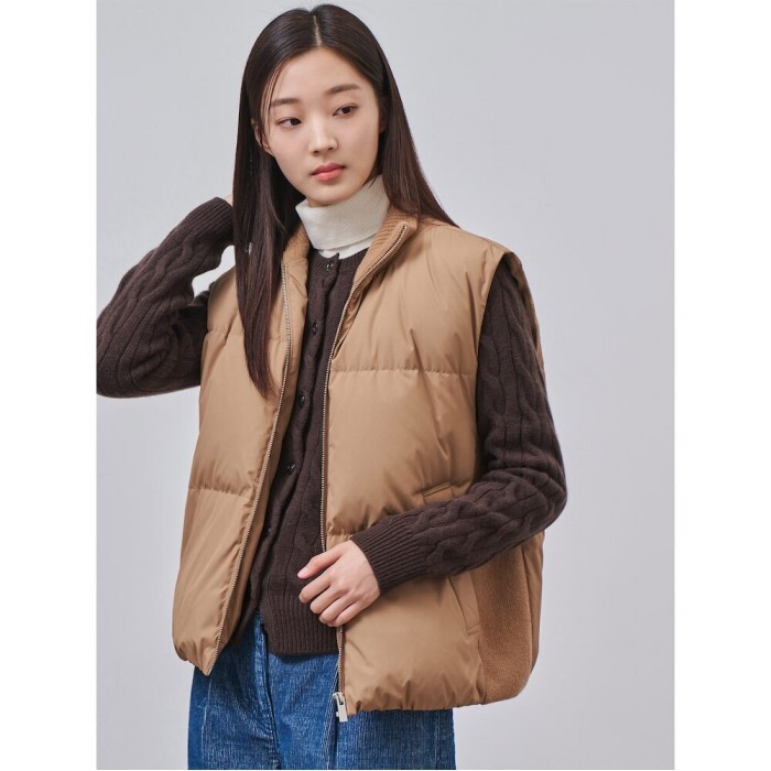 삼성물산 빈폴레이디스 여성 니트넥 다운 베스트 BF4X38C05A