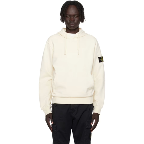 스톤아일랜드 남성 오프 화이트 6100062 오가닉 코튼 플리스 후드티 252828M202008_이미지