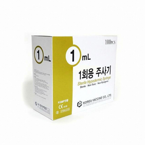 한국백신 일회용 주사기 1ml 26G (100개)_이미지