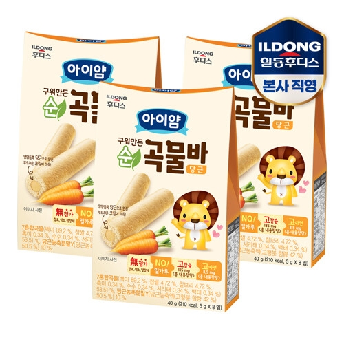 일동후디스 아이얌 구워만든 순곡물바 당근 40g (3개)