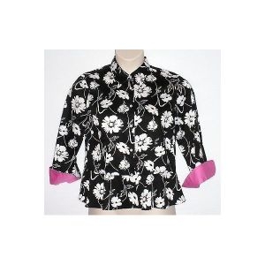 폴로 여성 플로럴 페플럼 블라우스 블랙/화이트 2415632_이미지
