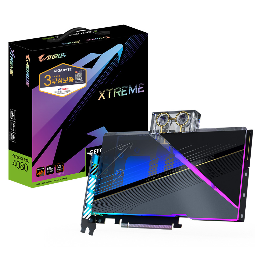 GIGABYTE AORUS 지포스 RTX 4080 XTREME 워터블럭 D6X 16GB 피씨디렉트