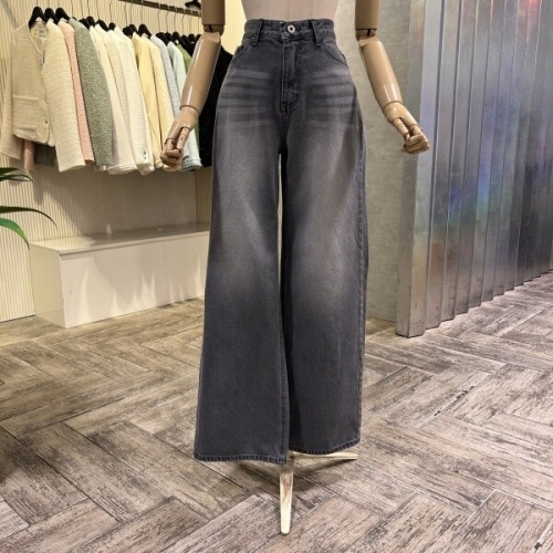 일자 워싱 통 데님 팬츠 AOA5QE311