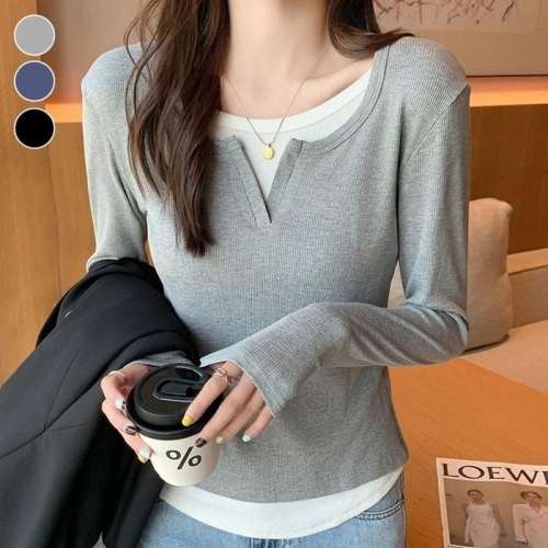 오노마 레이어드 골지 긴팔 티셔츠 EL-1004015