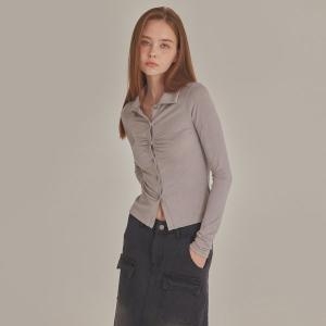 탑걸 SHIMMERY BUTTON UP SHIRRED SHIRTS_T426TP114 LY