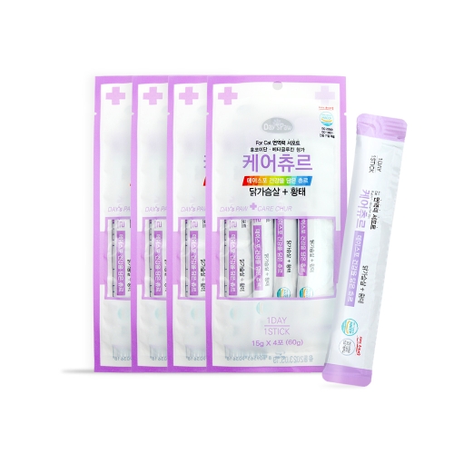 에이티바이오 데이스포 캣 케어츄르 닭가슴살+황태 60g (15g x 4p) (4개)