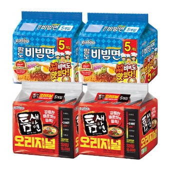 팔도 비빔면 130g 10개 + <b>틈새</b><b>라면</b> 빨계떡 120g 10개