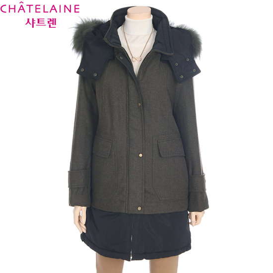 패션그룹형지 샤트렌 라쿤 퍼 야상 패딩 코트 HC2WCT203