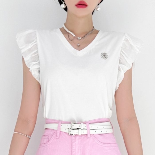 금찌 캐시 백트임 프릴 티셔츠 ST7469T