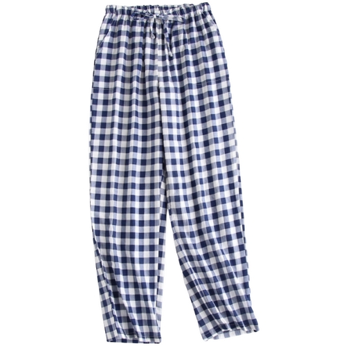 핑크우드 커플 잠옷 사계절 고방 체크 순면 파자마 바지