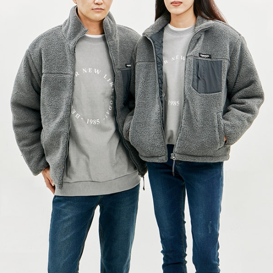 잠뱅이 공용 보아플리스 배색 하이넥 패딩 집업 AL4WIZ843-CH_이미지