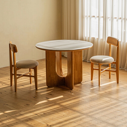 레트로하우스 오아르 린 세라믹 원형 식탁 1000 (의자2개)