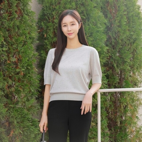 드리다 N25034CC 스터드캐시반팔니트 빅사이즈